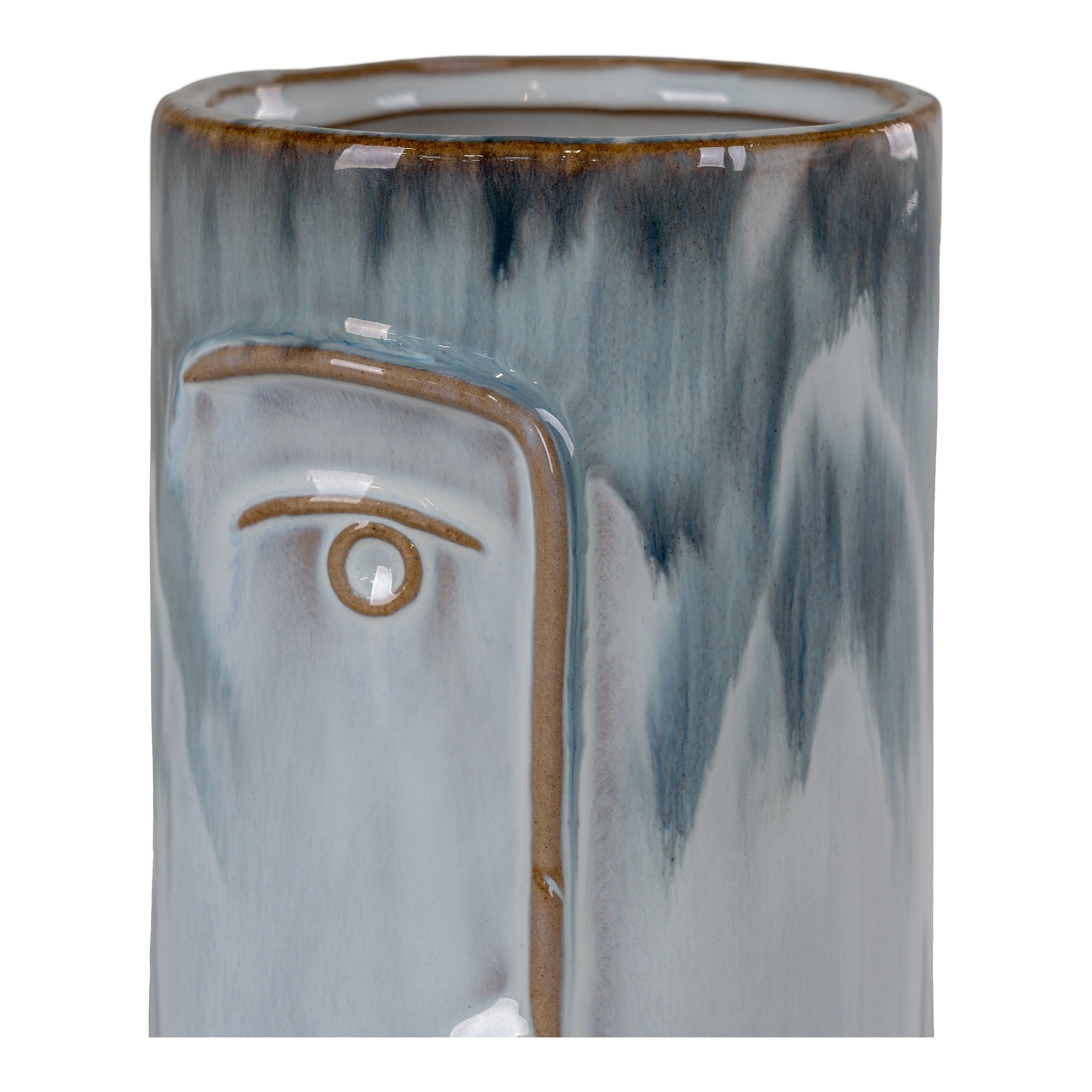 Gesichtsvase “Blue Expression” – Porzellan, Ø9 × 17 cm, blau